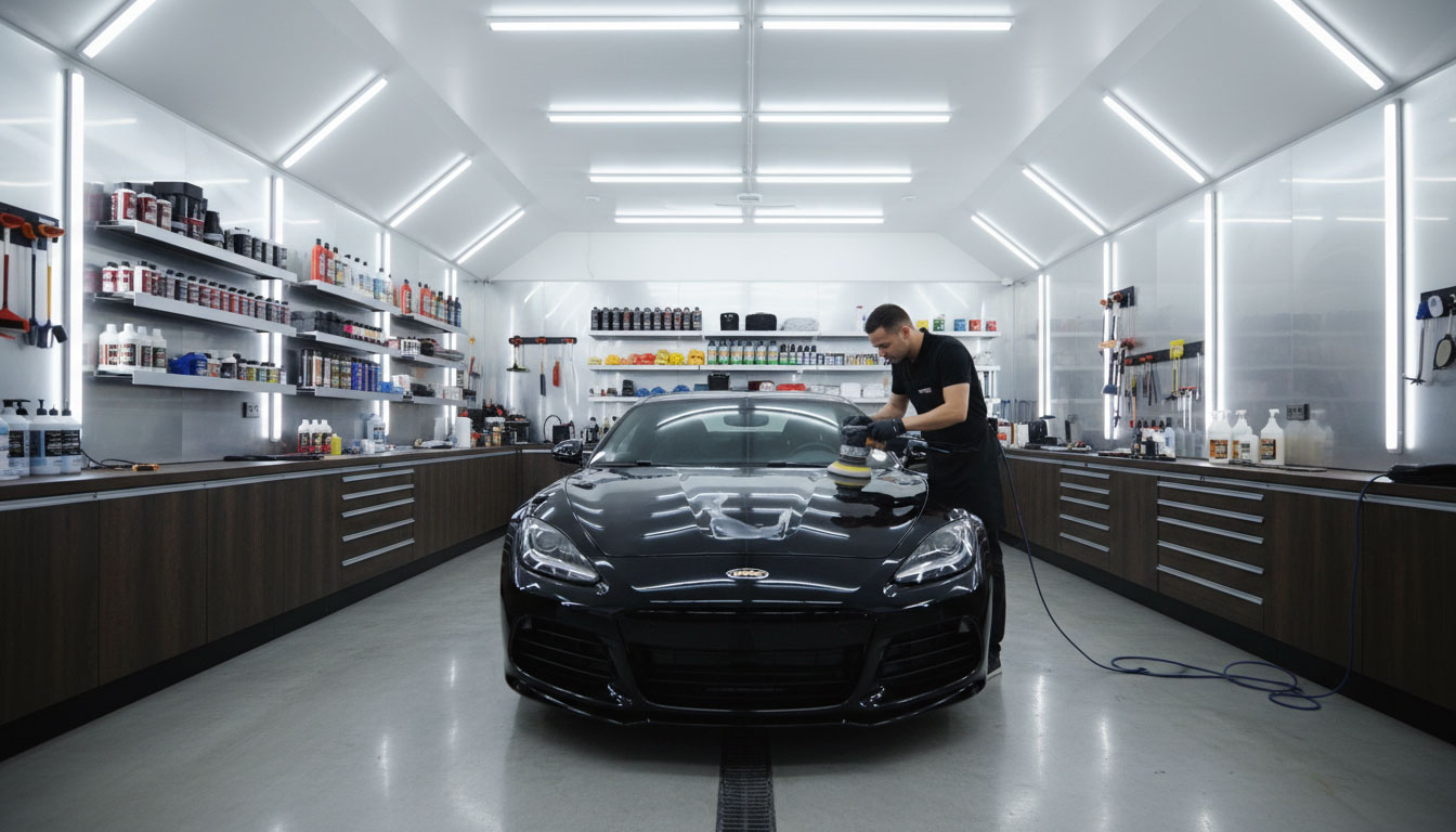 Professional detailing shop interior